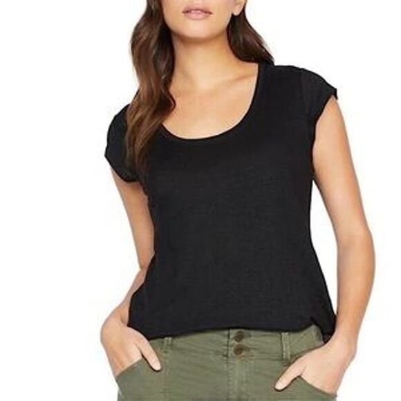 Sanctuary Black Alma Scoop Neck Short Sleeve Linen Tee Size Small - Picture 1 of 8
